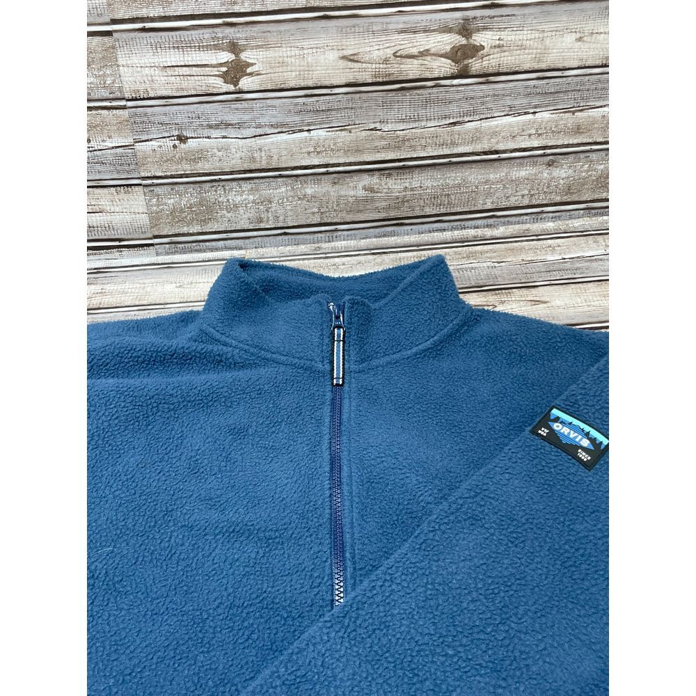 Orvis Mens Fleece Sweater Full Zip Blue Large